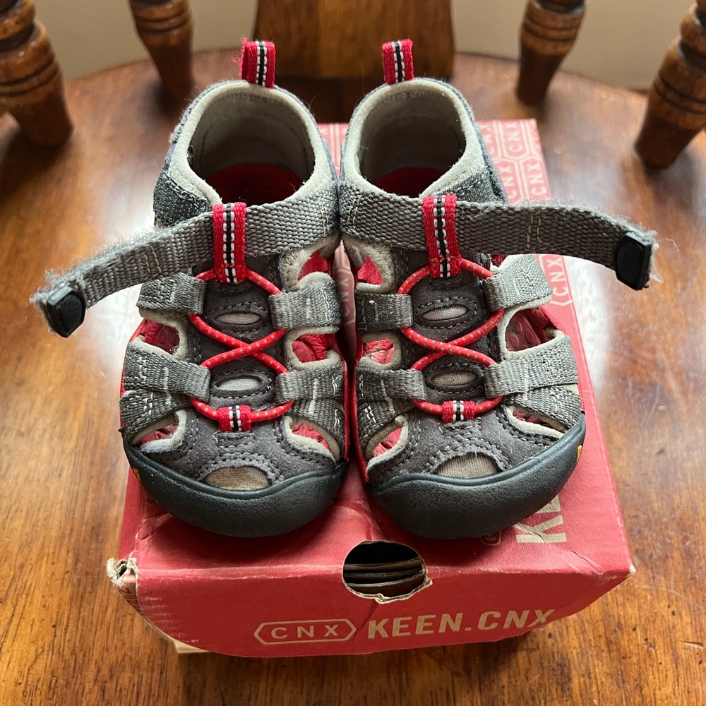 Keen Kids' Gray and Red Sandals